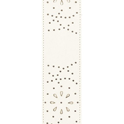 D'Addario L25W1502 White Perforated Leather Guitar Strap 1