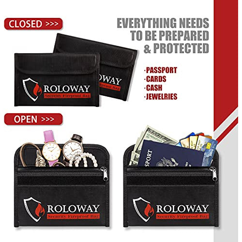 RoloWay Small Fireproof Bag Set (12x20cm) - Black 3