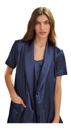 Kefiaca Women's Short Sleeve Satin Robe 100K 0