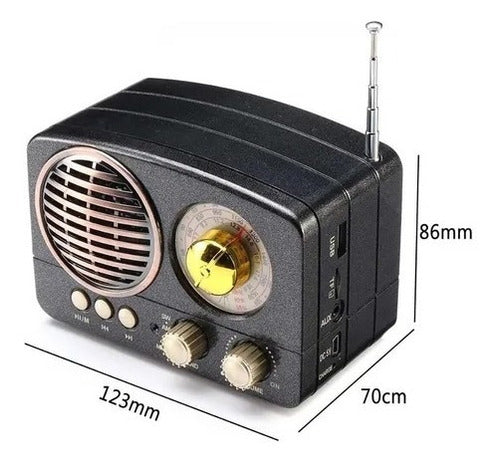 Radio Portátil Retro Am/fm/sd/bt/usb Batería Recargable 5