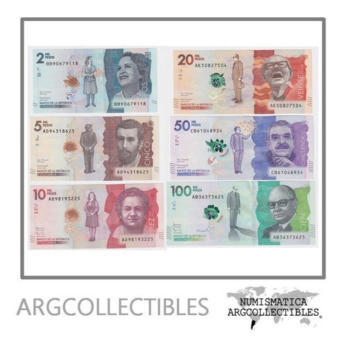 Colombia Set 6 Billete 2015-2019 P-458 A P-463 Unc 0