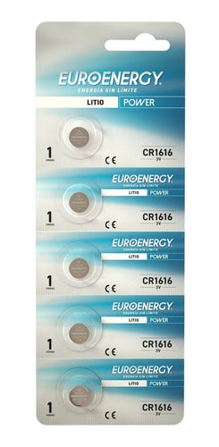 Euroenergy CR1616 3V Button Battery Pack of 5 1