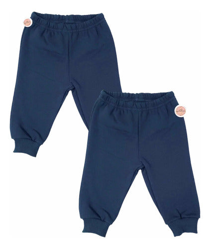 Pack of 2 Dark Blue Cotton Frizzed Baby Pants 0