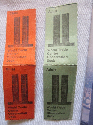 4 Antiguas Entradas A Torres Gemelas 1983 Con Folleto Wtc 1