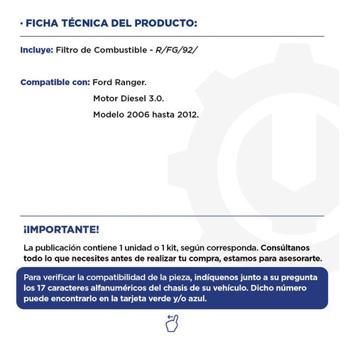 Filtro De Combustible Ford Ranger 3.0 Diesel 06/12 Original 1