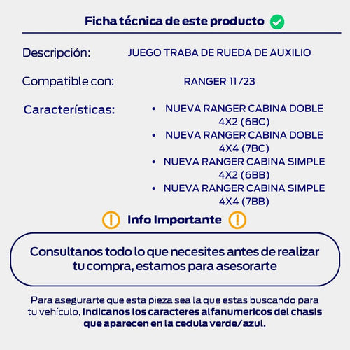 Malacate Rueda Auxilio Original Ford Ranger 12/23 1