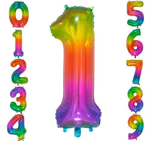 Generic 40cm 16 Inch Rainbow Metallic Number Balloon 1