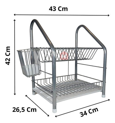 Magno Home Chrome Dish Drain Rack for 16 Plates + Cutlery Holder 1