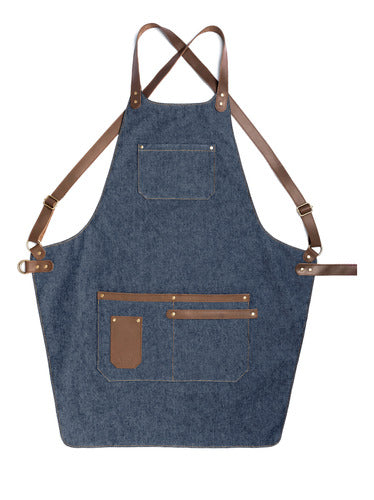 VAROS Alcalá Personalized Denim Apron with Leather Accents 4