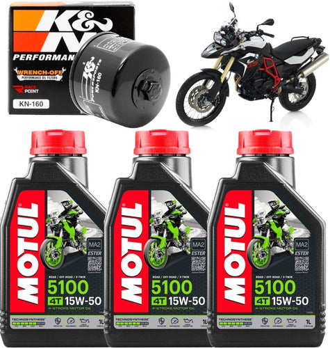 3 Oleo Motul 5100 15w50 Filtro K&n Kn-160 Bmw F800 Gs R 0