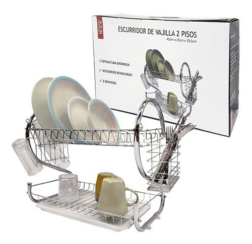 Chrome 2-Tier Dish Drainer with Tray - Crystal Rock CR10100 0