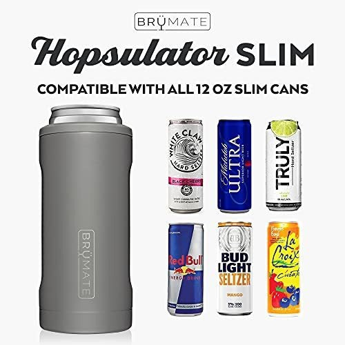 BrüMate Hopsulator Slim Double-Walled Stainless Steel Insulated Can Cooler for 12 Oz Slim Cans (Matte Gray) 3