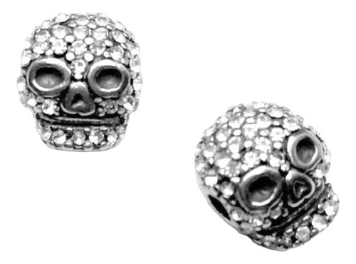 Fornituas Stainless Steel Skull Charm with Strass Pass-through 0