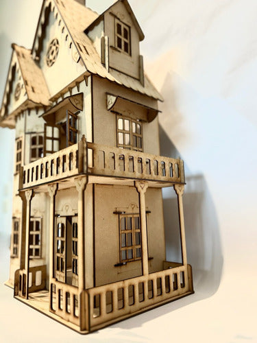 Gothic Wooden Dollhouse for Barbies - Fibrofácil MDF - Unique Design with Opening Windows - 145cm 2
