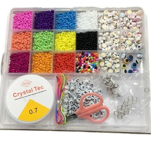 Iamaca Bead Kit for Bracelets - Complete Jewelry Case with Line and Scissors 0