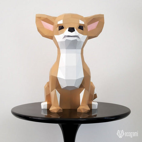 Chihuahua Sitting Papercraft 0