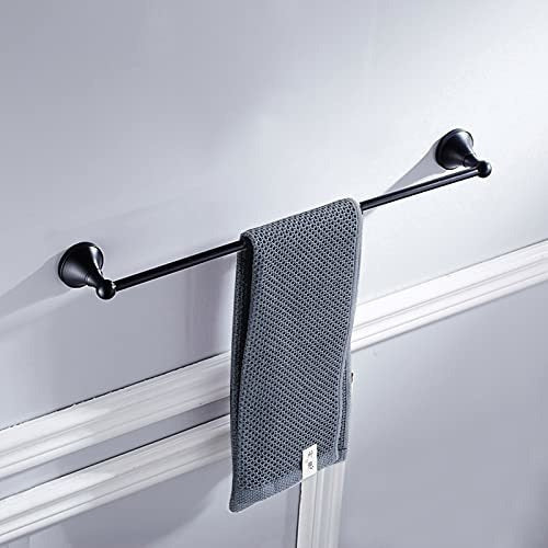 Leyden Bathroom Accessories Set - 61 cm Black Towel Bar 1