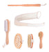 Exfoliating Bath Brush Set with Detachable Wooden Handle and Sponge 0