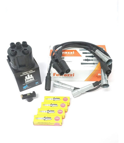 Ferazzi Teca NGK Kit Cable+4 Bujias+tapa Distribuidor +rotor Senda Gol Sav 0