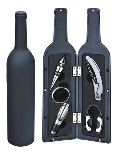 Set 5 Accesorios De Vino En Botella Acero Inox Crystal Rock 0