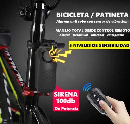 Alarma Robo Bicicletas Inalambrica Control Remoto Sirena 5