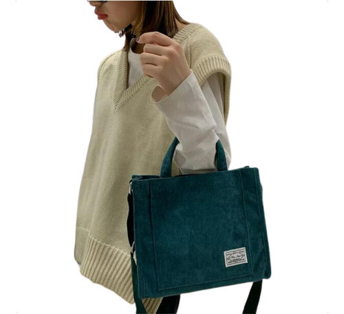 Set of 2 Small Women's Handbags Crossbody Shoulder Bag in Soft Corduroy Fabric 38