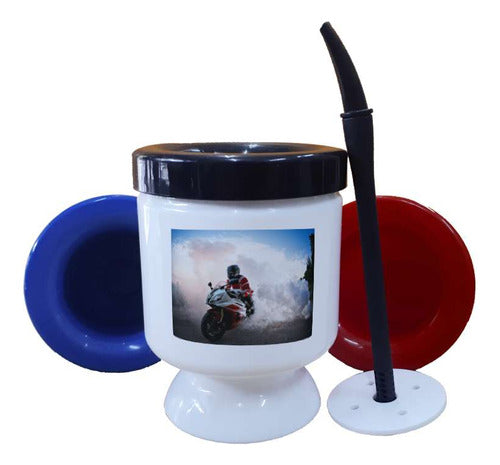 Plastic Mate Cup - Motorcyclist with Smoke Coming out Wheels 0
