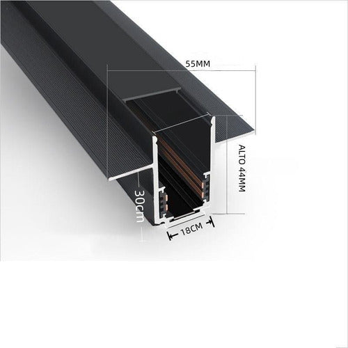 Riel Aluminio De Pista Led Magnético 1 Metro Embutir Dc 48v 1