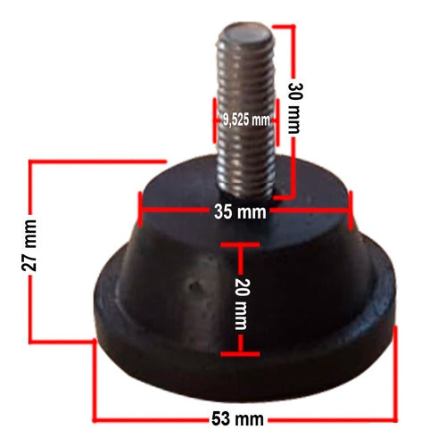 4 Patas Goma Regulable Caminadora Elíptico Máquinas Gym 9 Mm 1