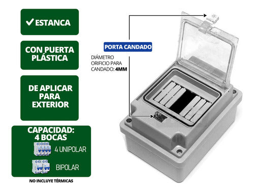 Caja Embutir Exterior Superficie 4 Bocas 2 Termicas Estanca 1