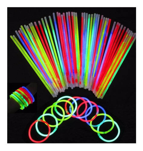 100 Pulseras Luminosas + 25 Barras Espuma Led Cotillón 1