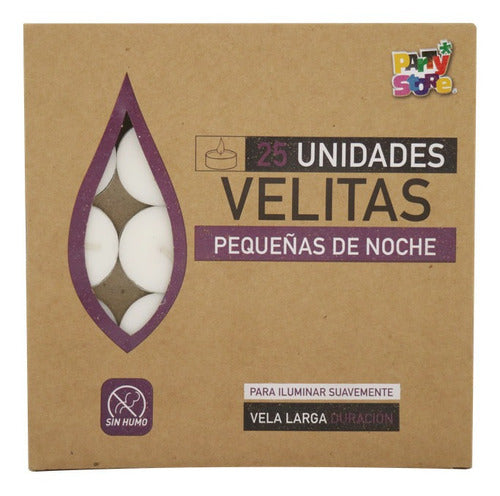 Manzana Cotillon Vela De Noche 1.45cm X25 Uni + 25 Portavelas 4.5hs 0