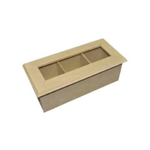 LUNA DE GALES Tea Box x 3 with Glass Lid MDF 10x23.4x7 CTTV3 1