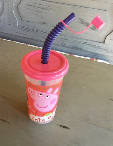 Plastic Cup with Straw and Lid, Minnie, Mickey, Paw, Peppa 0