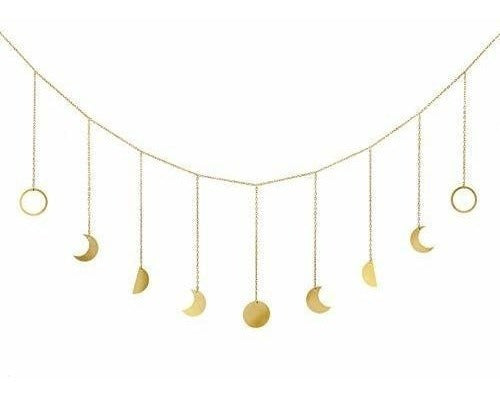 Mkono Lunar Phase Garlands with Chain Boho Shiny Gold 0