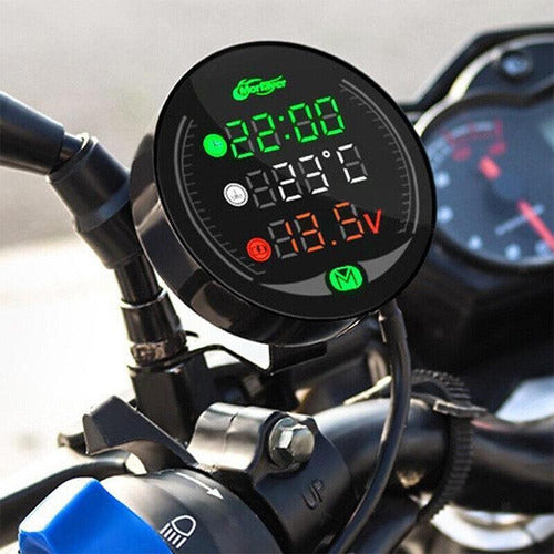 Voltímetro Digital Termómetro Reloj Luz Moto 2