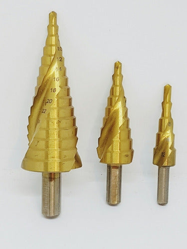 Titanium Coated Step Drill Bit Set for Metals - Diagonal Cutting Edge 2