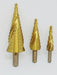 Titanium Coated Step Drill Bit Set for Metals - Diagonal Cutting Edge 2