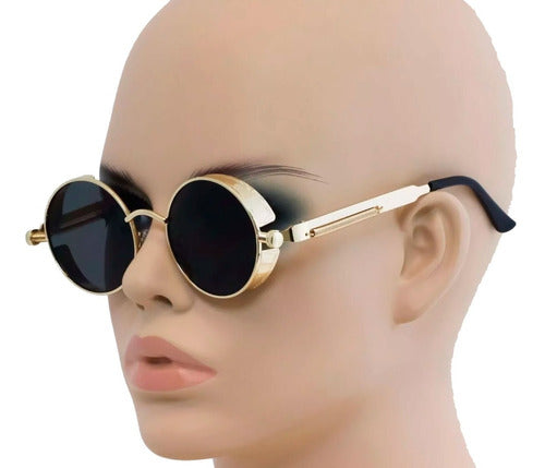 BV Round Metal Steampunk Sunglasses for Men and Women 2