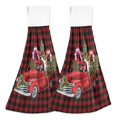 Dussdil Plaid Truck Kitchen Towels - Set of 2 0