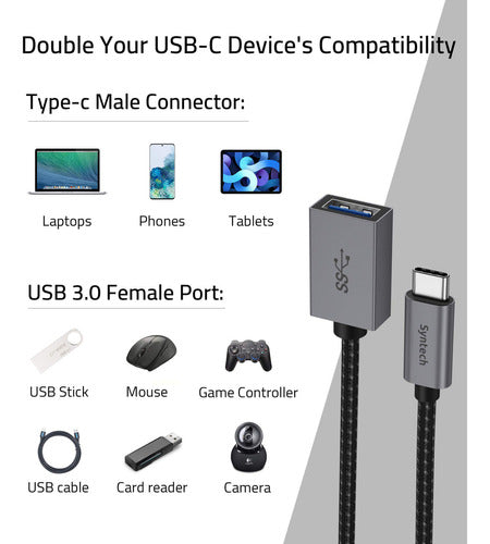 Syntech Adaptador USB C a USB, Paquete de 2 Adaptadores USB 1