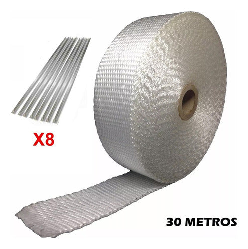 Fita Termotape Branca P/ Escapamento 30 Metros + 08 Zip Tie 1