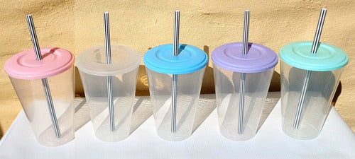 20-Pack Large 420cc Transparent Conical Glass with Lid and Reusable Straw Souvenir 4