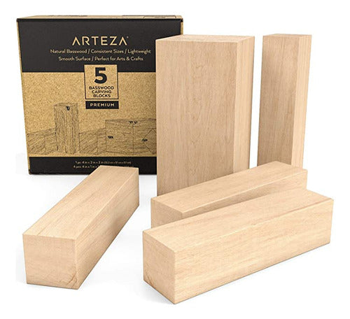 Arteza Basswood Carving Blocks, 5-Piece Set 0