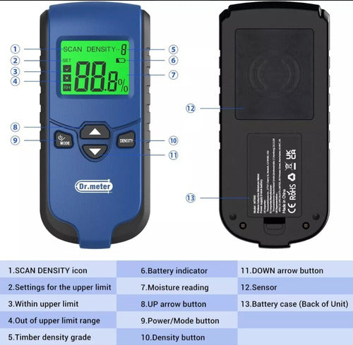 Dr Meter Medidor Húmedad Madera Inductivo Mt500 1