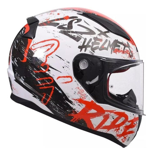 LS2 Full Face Helmet FF353 Naughty Simple Visor Red White 1