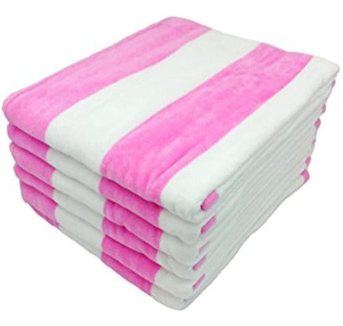 By Lora Cabana Hand Towel Set, Cotton Terry, Pink, Set of 6 0