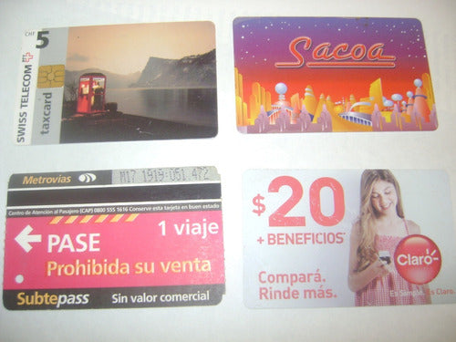 4 Tarjetas Coleccionables ,sacoa,subtepass,claro Y Telecom 2