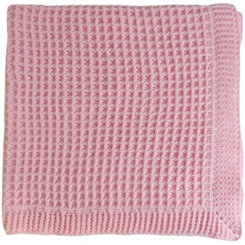 La tiendita de Nidia Mantilla Manta Bebé Waffles Tejida Crochet Invienrno Rosa 1