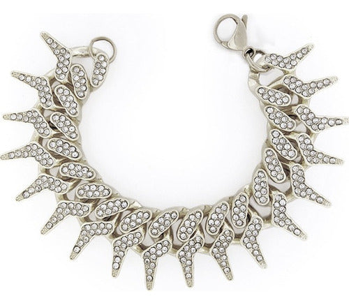 Michy Cadena Cubana Pulsera Con Diamantes On Spines Simil Oro M 0